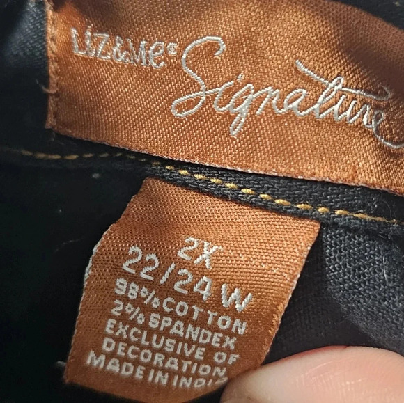 Liz & Me Women's Denim Jacket With Rhinestone Trim Black/Blue Size 2X 22/24W - Picture 13 of 16
